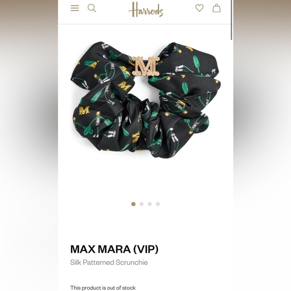 ?New MAX MARA Accessories Label-cut Printed SILK Hair Elastic”Elasty\'\' Scrunch.